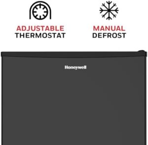 Honeywell Compact Refrigerator with Freezer, Low Noise, Stainless Steel