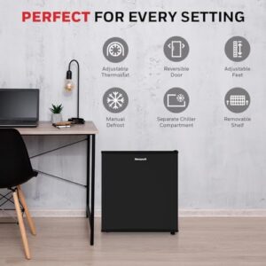 Honeywell Compact Refrigerator with Freezer, Low Noise, Stainless Steel