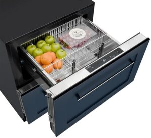 KoolMore KM-BIR2D-PR Two-Drawer Refrigerator in a modern kitchen setting