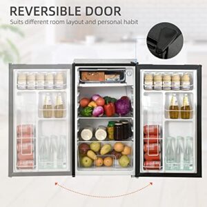 HOMCOM 3.2 Cu.Ft Mini Fridge with Freezer in black, compact design for small spaces