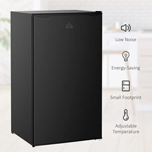 HOMCOM 3.2 Cu.Ft Mini Fridge with Freezer in black, compact design for small spaces