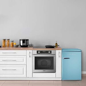Galanz GLR44BEER Retro Compact Refrigerator in blue, showcasing its stylish design and features