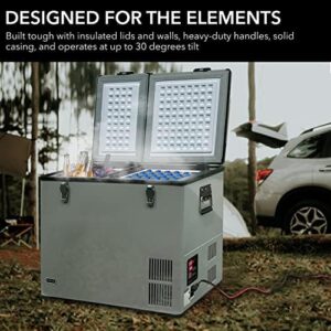 Whynter FM-901DZ 90 Quart Dual Zone Portable Fridge with AC/DC power, perfect for camping, RVs, and home use  