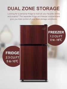 Oditton Krib Bling-FLS-80-WOOD Compact Refrigerator in Wood Grain Finish