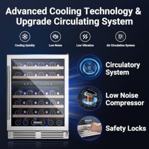 BODEGA 24 Inch Wine Cooler with dual-zone cooling, digital temperature control, and a sleek glass door design.  