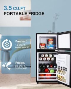 3.5 Cu.Ft Mini Fridge with Vintage Double Door in a modern kitchen setting