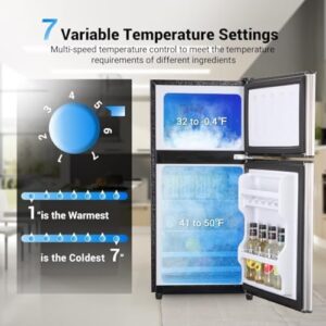 Apartment Size Refrigerator, 3.5 Cu.Ft with freezer, suitable for home and apartment use