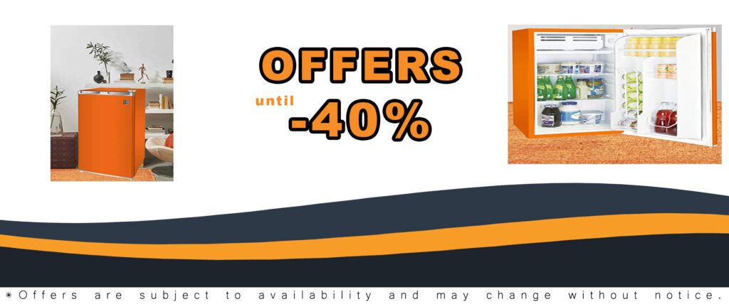 Arctic Chef ACFR320 Mini Refrigerator in bright orange color, showcasing its compact design and features