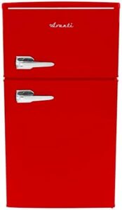 Avanti RMRT30X5R-IS Mini Fridge in red, showcasing retro design and features
