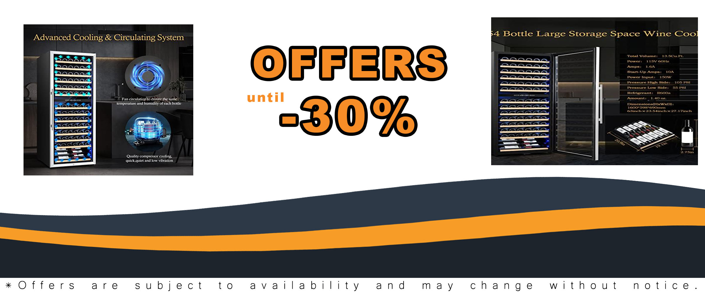 BODEGA Wine Cooler Refrigerator with Double-Layer Tempered Glass Door  