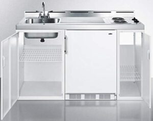 Summit Appliance C60EL kitchenette with coil burners and stainless steel sink