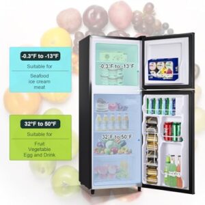 WANAI Double Door 4.5 Cu.Ft Mini Fridge with Freezer, compact refrigerator for dorms, offices, and apartments  