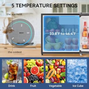 BANGSON Small Refrigerator 1.6 Cu.Ft Mini Fridge With Freezer, Energy Saving and Low Noise for Office, Apartment, Dorm, Bedroom