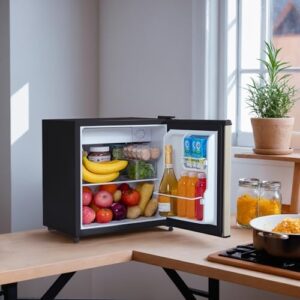 1.7 Cu.Ft Small Fridge for Bedroom Office, Gold - Compact Design with Freezer, Auto Defrost