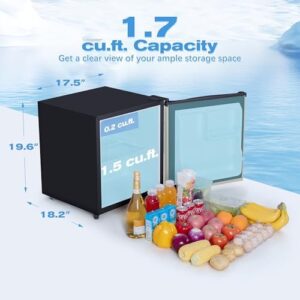 1.7 Cu.Ft Small Fridge for Bedroom Office, Gold - Compact Design with Freezer, Auto Defrost