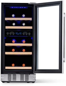 Newair 15" Wine Cooler Refrigerator with 29 Bottle Capacity and Dual Zone Temperature Control