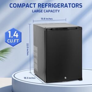 Compact Refrigerator 1.4 Cu Ft – Mini Fridge with Lock, ideal for Truck, Bedroom, Dorm, and RV use