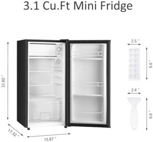 3.1 Cu.Ft Mini Fridge with Freezer, compact design, perfect for dorms and offices