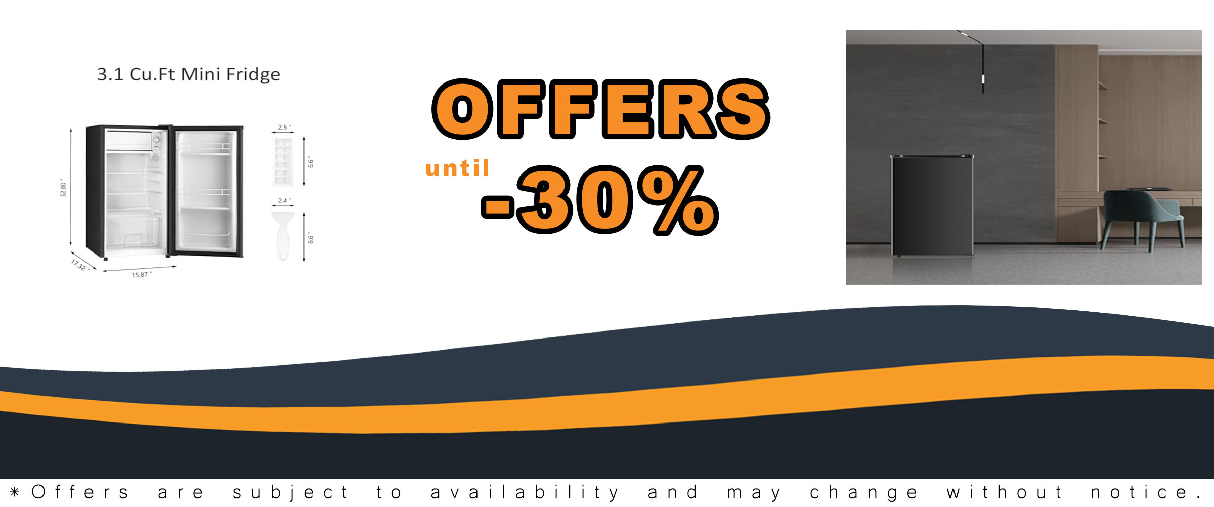 3.1 Cu.Ft Mini Fridge with Freezer, compact design, perfect for dorms and offices