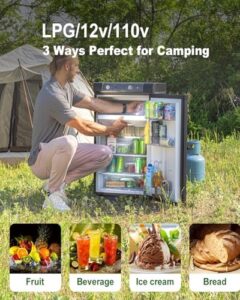 SMETA RV Propane Refrigerator with Freezer in white, perfect for off-grid living and camping