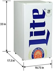Koolatron Miller Lite Mini Fridge with energy-efficient cooling and Miller Lite branding