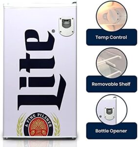Koolatron Miller Lite Mini Fridge with energy-efficient cooling and Miller Lite branding