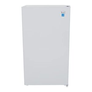 Avanti AVARM3306W Mini Fridge in White, ideal for home offices, dorm rooms, and small apartments.