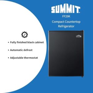 Summit Compact Countertop Refrigerator - Black Mini Fridge FF29K in a modern kitchen setting