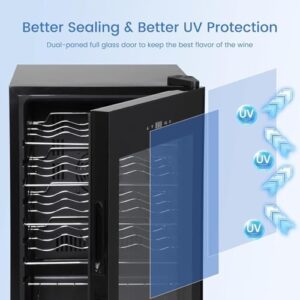 28 Bottle Compressor Wine Cooler Refrigerator with Digital Temperature Control, Lock, and Soft LED Light