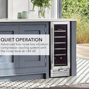 Whynter BWR-18SD 18 Bottle Built-in Wine Refrigerator with dual temperature zones and sleek stainless steel design
