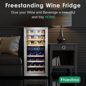 Phiestina Wine Cooler Refrigerator with glass door and dual zones  