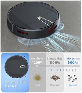 Robot Vacuum Cleaner with Gyroscopic Suction Control, Auto Sweep, and Mopping Function – Black  