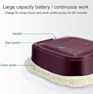 Robot vacuum cleaner charging smart automatic mini mopping robot mop machine in black  