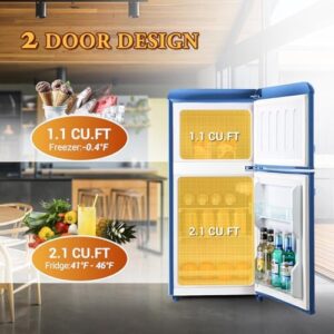FLS-80G-BLUE-ZQL03 Compact Refrigerator in Blue, perfect for small spaces and modern interiors