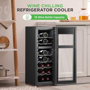 NutriChef PKCWCDS184 Wine Refrigerator with 18 bottle capacity, digital touch control, and sleek design