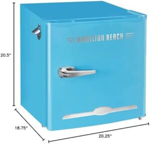 Hamilton Beach Retro Bar Fridge, 1.6 cu. ft., Blue, with side bottle opener, compact and stylish design  