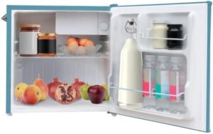 Hamilton Beach Retro Bar Fridge, 1.6 cu. ft., Blue, with side bottle opener, compact and stylish design  