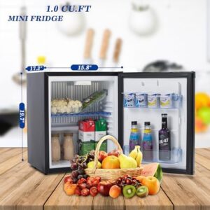 Smad Absorption Mini Fridge 12V 110V Compact Refrigerator with Lock and Reversible Door