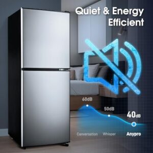 Mini Fridge with Bottom Freezer and Drawer, 4.1 Cu.Ft, in a sleek silver design for modern spaces