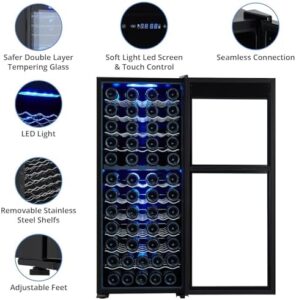 Zstar 80 Bottle Wine Cooler Refrigerator with stainless steel reversible glass door and adjustable shelves  