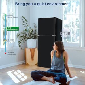 Small Refrigerator with Freezer, 4.8 Cu. Ft. featuring a 7-level adjustable thermostat and two doors
