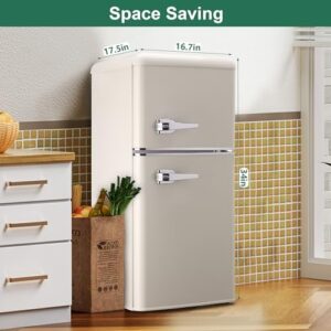 FLS-80G-CREAM Small 3.2 Cu. Ft. Retro Fridge with Separate Freezer in cream color