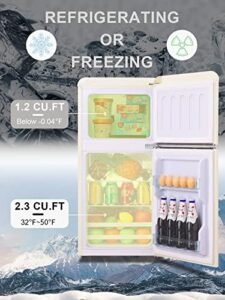3.5 Cu.ft Retro Compact Refrigerator in Cream, Perfect for Home, Office, or Dorm