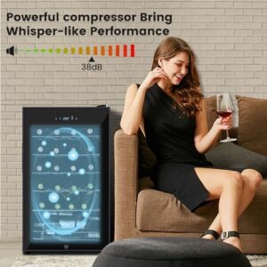 17 Inch Wine Cooler Refrigerator with double-layer tempered glass door and professional compressor