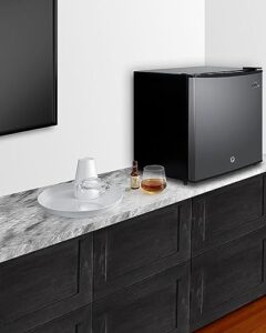 Summit Appliance MB42SS Compact Minibar 18” Wide Stainless Steel in a modern living room