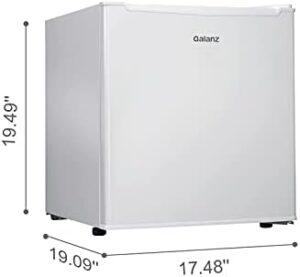 Galanz 1.7 cu ft Single Door White Mini Refrigerator in a dorm room setting
