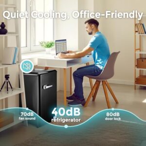 Mini Fridge with Freezer – Black Retro Design, Compact and Stylish  