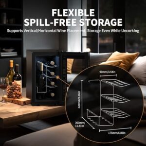 NEEDONE Wine Cooler Fridge, 8 Bottle Wine Chiller with Wine Rack and LED Lighting