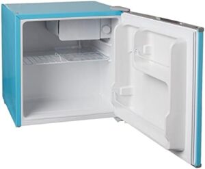 RCA RFR115-BLUE Mini Fridge in vibrant blue color, 1.6 cubic foot capacity, energy-efficient design.