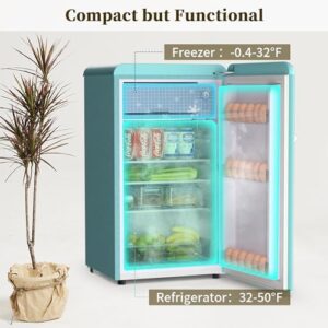 Retro Mini Fridge with Freezer, Blue color, perfect for small spaces like dorms and offices